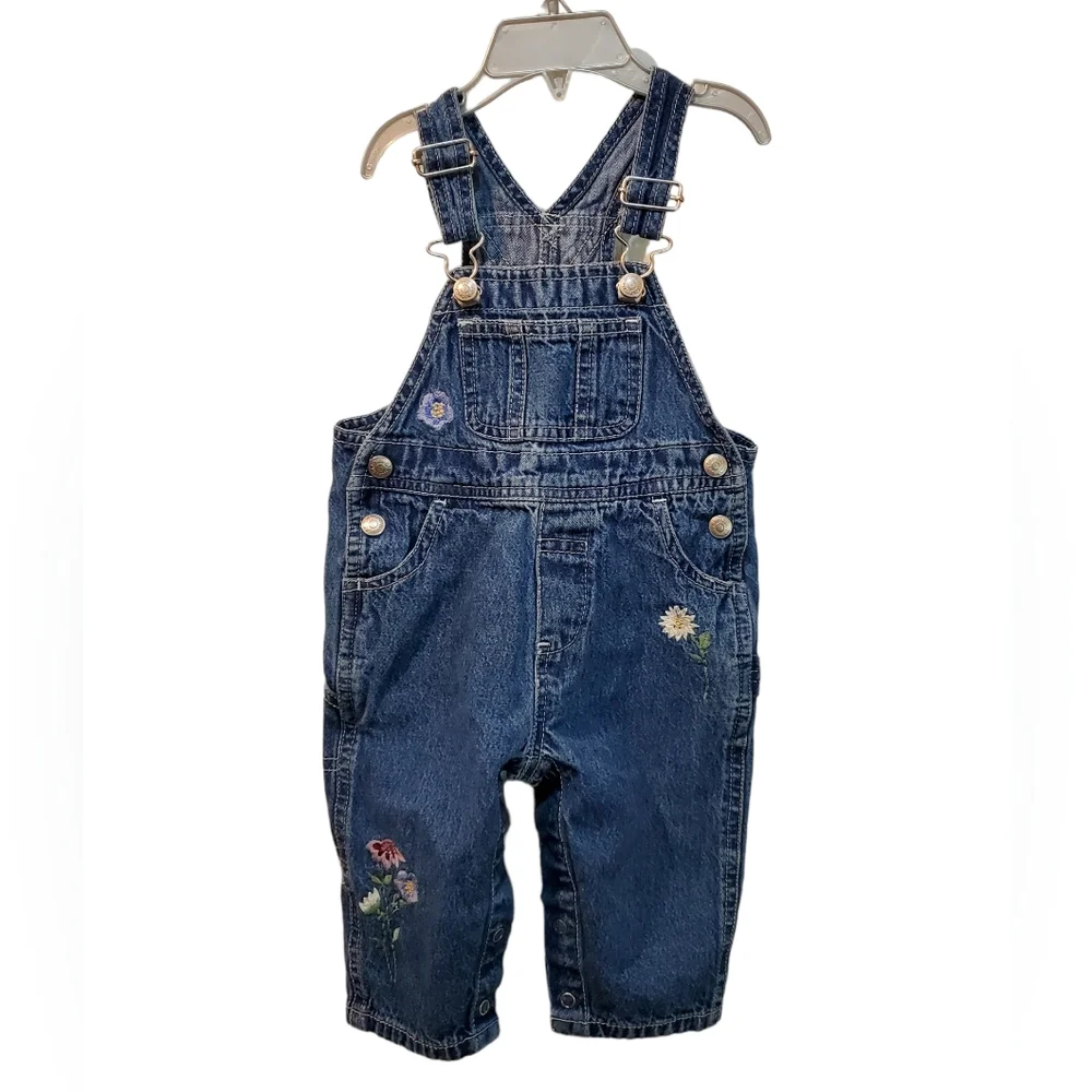 Oshkosh‎ vestbak 6-18 month embroidered appliquéd farm theme jean denim overalls